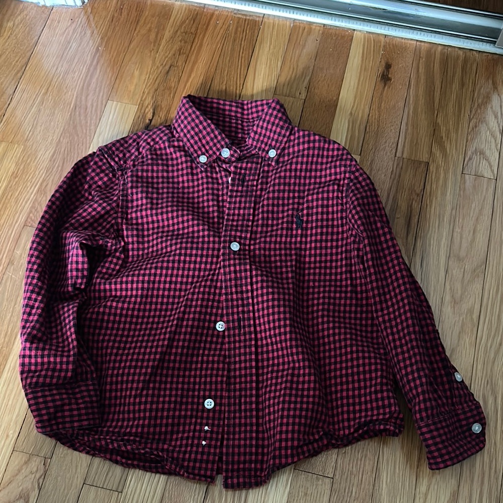 Ralph Lauren Red and Black Checkered Button-Up Shirt size 3T